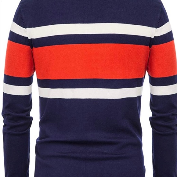COPY - PJ PAUL JONES Mens Striped Pullover Crewneck Contrast Fine Knitted Sweat… - Picture 3 of 6